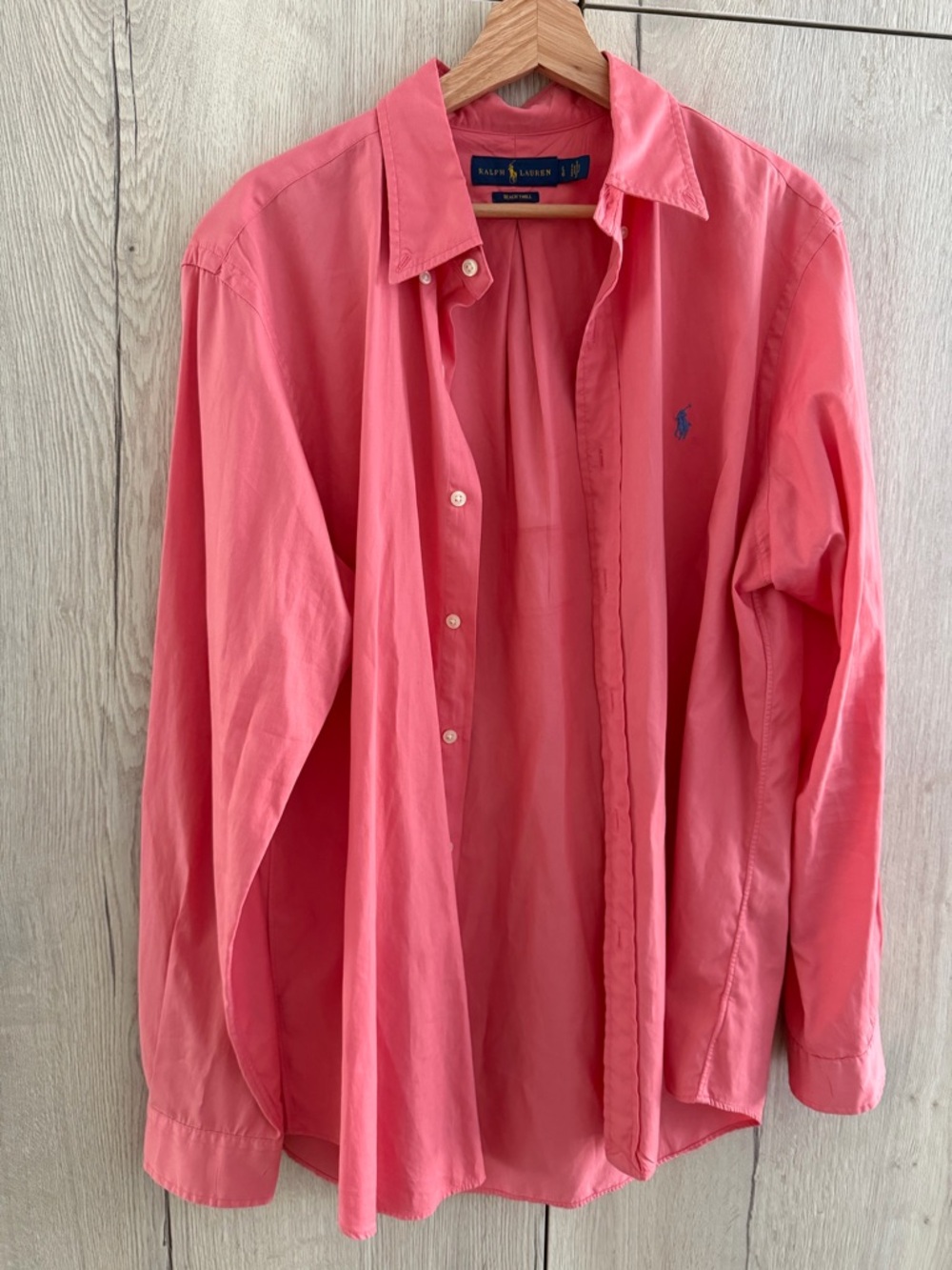 Polo Ralph Lauren light beach twill shirt in coral - Picture 6 of 8